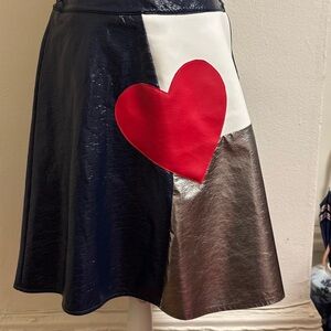 Vintage Patent Leather A-line Skirt Made In Italy Color Block